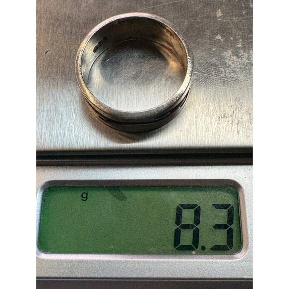 Vintage Estate Men’s Sterling Silver 925 Wave Design Band Ring Size 11.5 8.3g - Picture 8 of 8